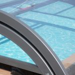 Detail of roof in swimming pool in summer